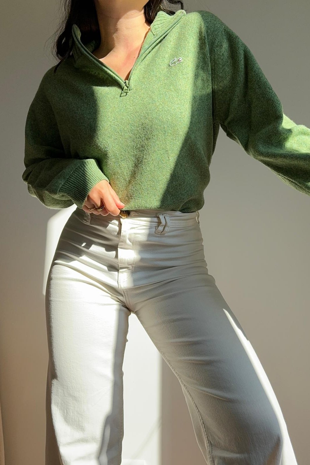 Pull half zip Lacoste pure laine vierge - M