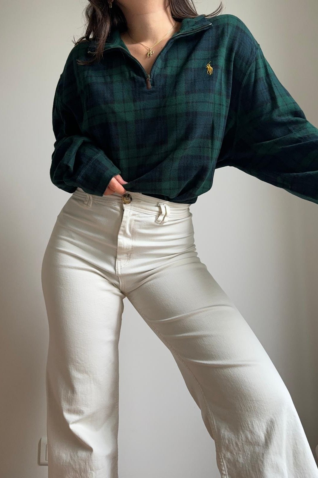 Pull half zip Ralph Lauren motif tartan - XL