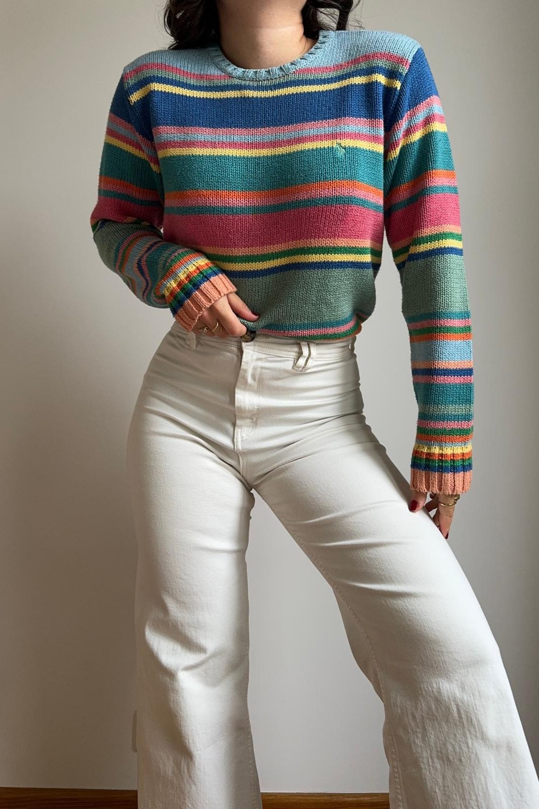 Pull Ralph Lauren à rayures multicolores - XS