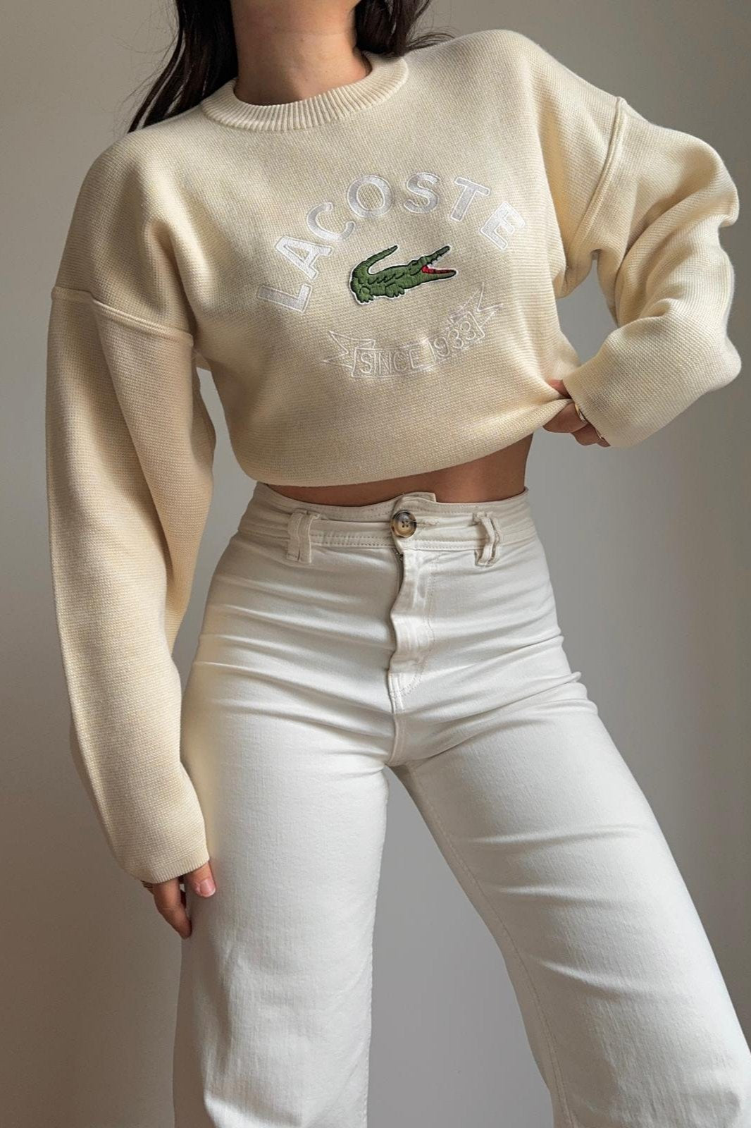 Pull Lacoste brodé de collection des années 80' - M