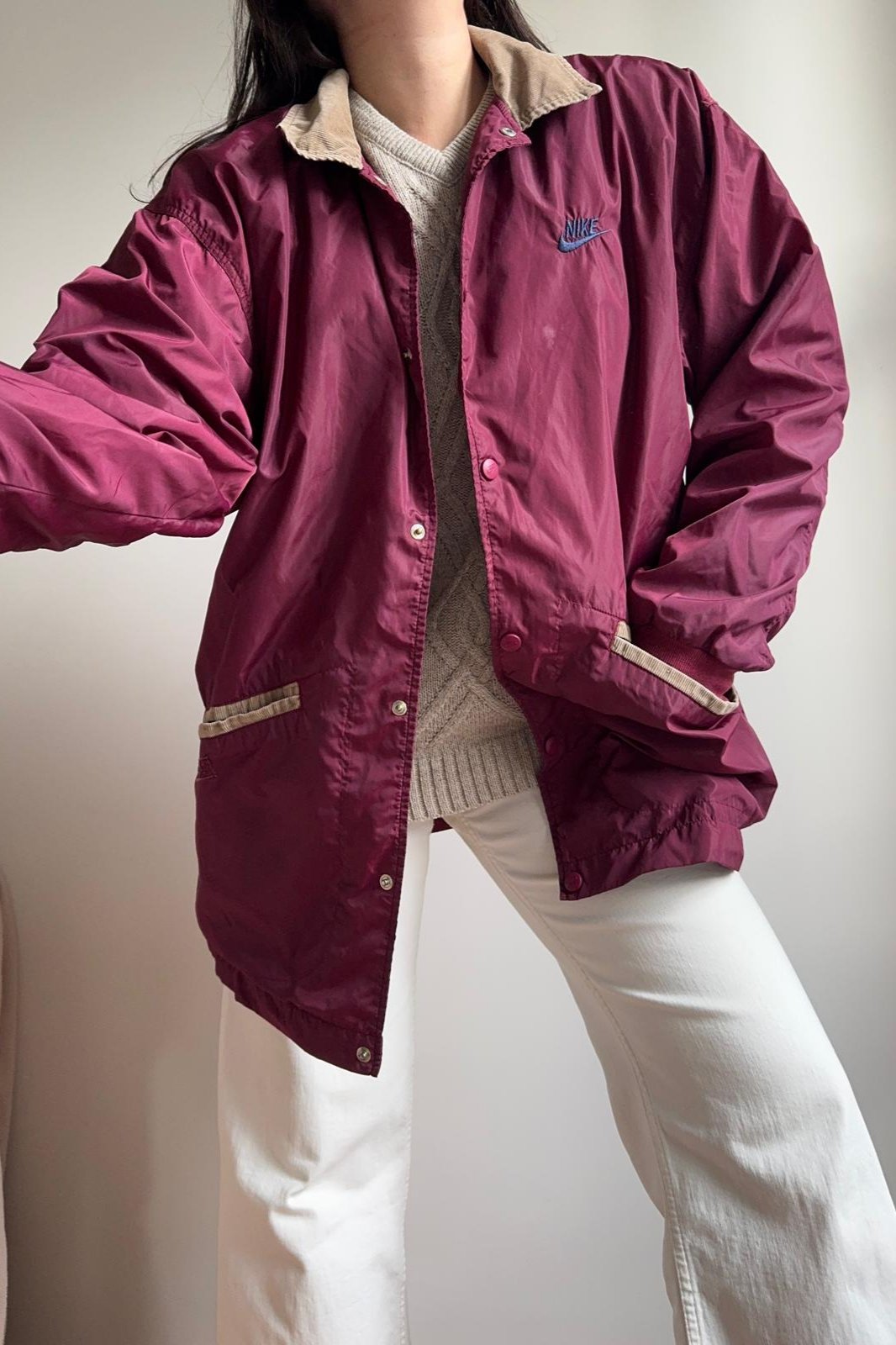 Veste Nike Vintage avec un col en velours côtelé - S