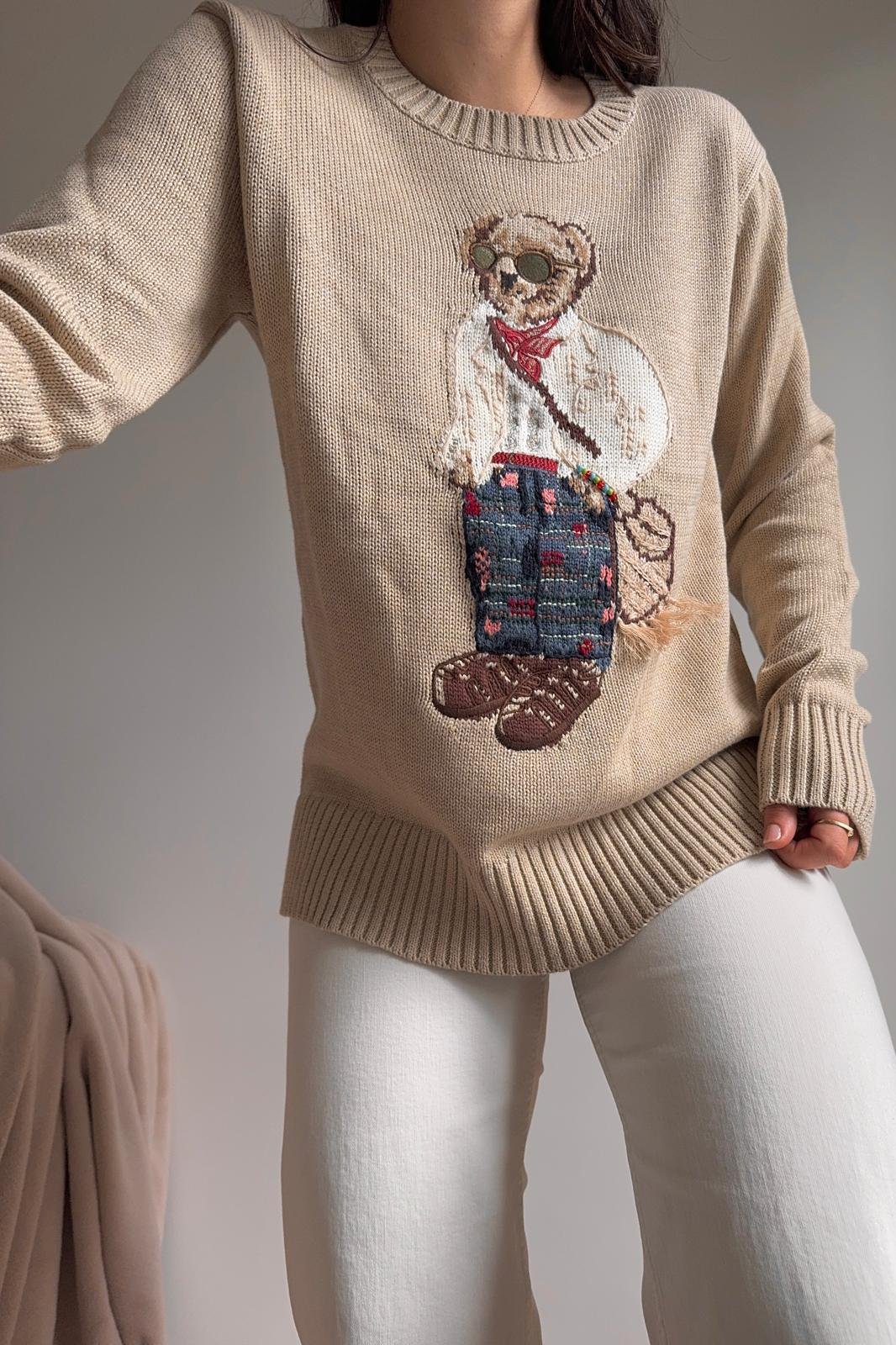 Pull Ralph Lauren Polo Bear brodé de collection - M