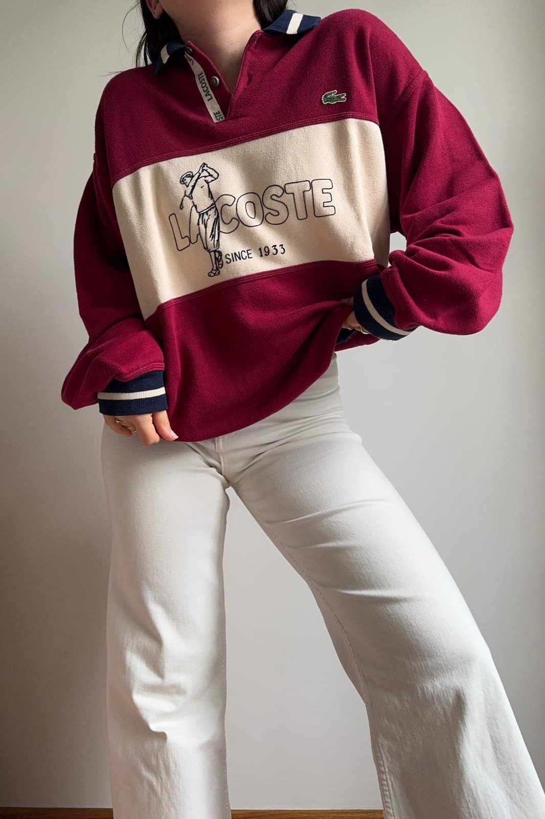 Pull Lacoste motif Golf fabriqué en France des années 80’ - L