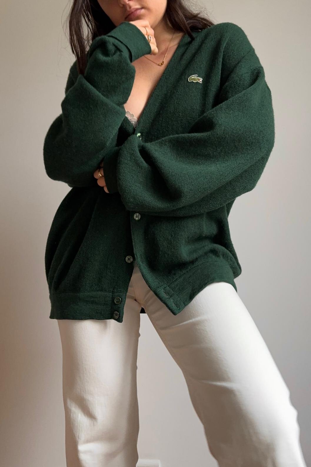 Gilet Lacoste en pure laine vierge des années 80' XL