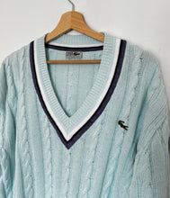 Upload image to gallery, Pull col V Lacoste en grosse maille fabriqué dans les années 80&#39;s - XL
