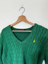 Charger l&#39;image dans la galerie, Pull col V Ralph Lauren à la maille tressée - L
