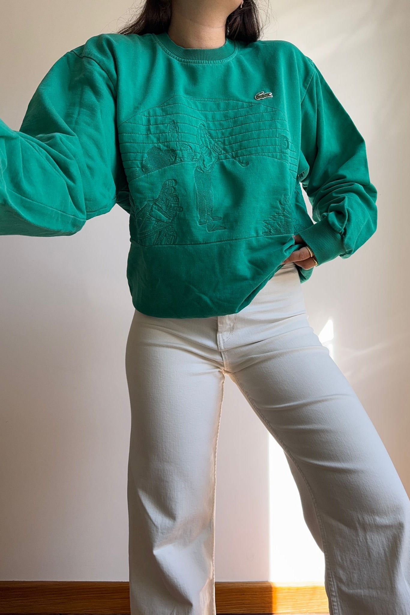 Pull Lacoste brodé fabriqué en France dans les années 80' - M