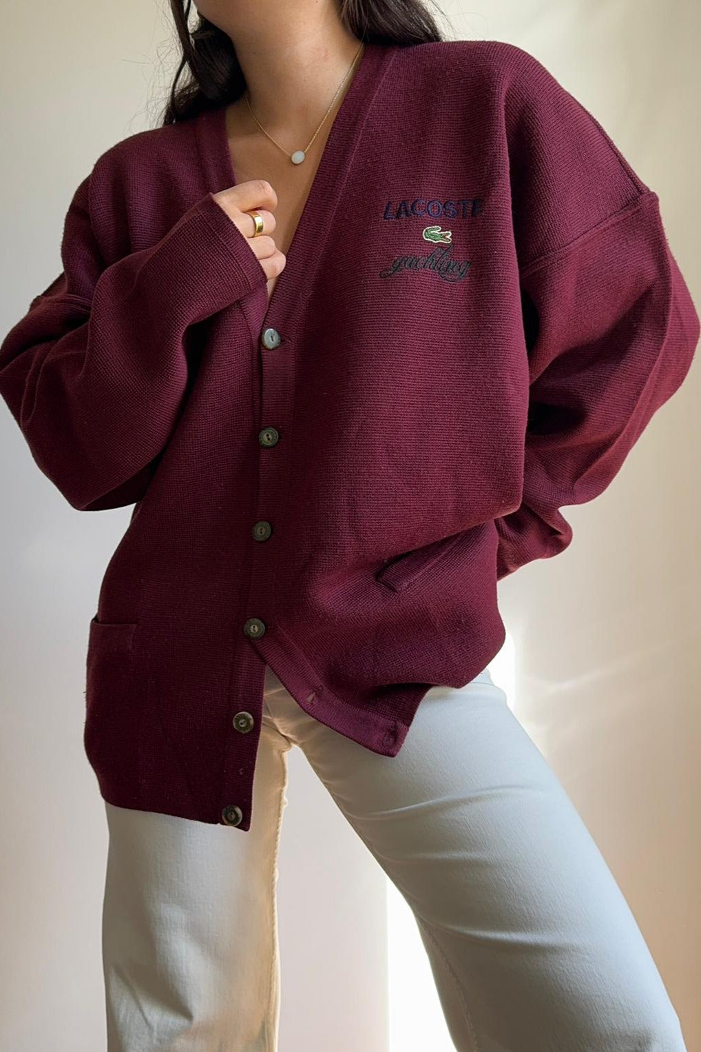 Gilet Lacoste Yachting brodé fabriqué dans les années 90' - XL