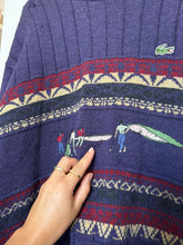 Charger l&#39;image dans la galerie, Pull Lacoste broderie golfeurs des années 80&#39; fabriqué en France - XL
