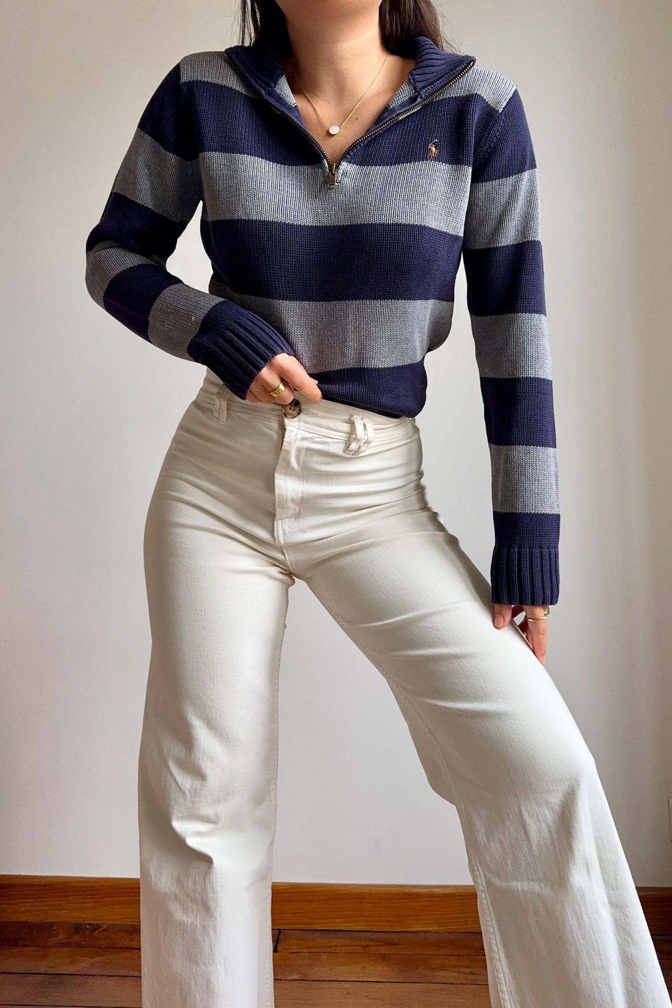 Pull half zip Ralph Lauren à rayures - XS