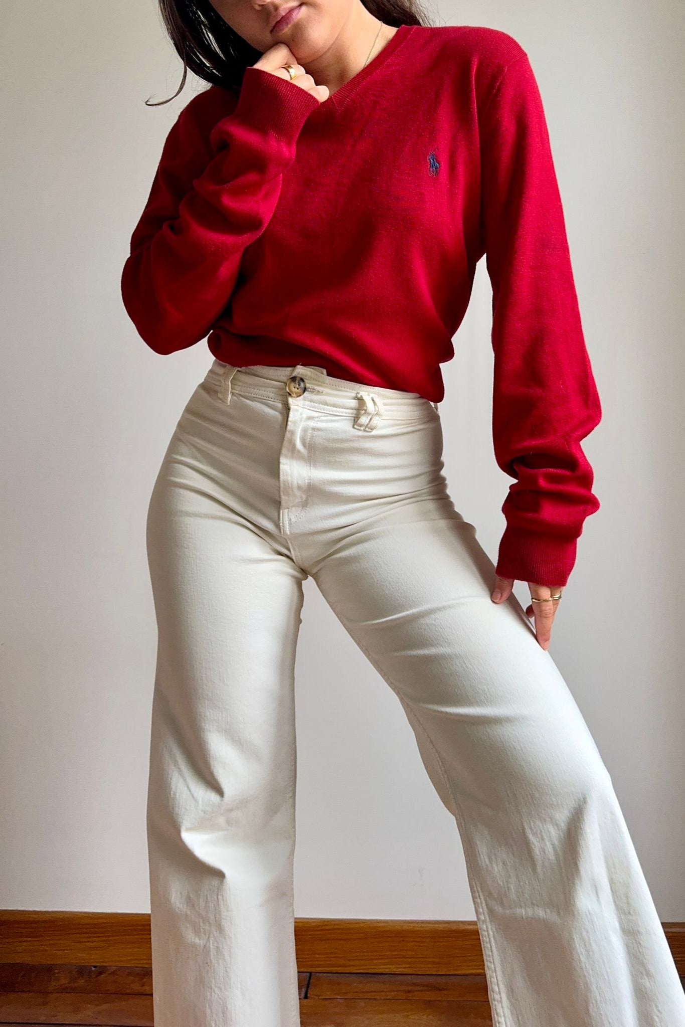 Pull col V Ralph Lauren en coton - M