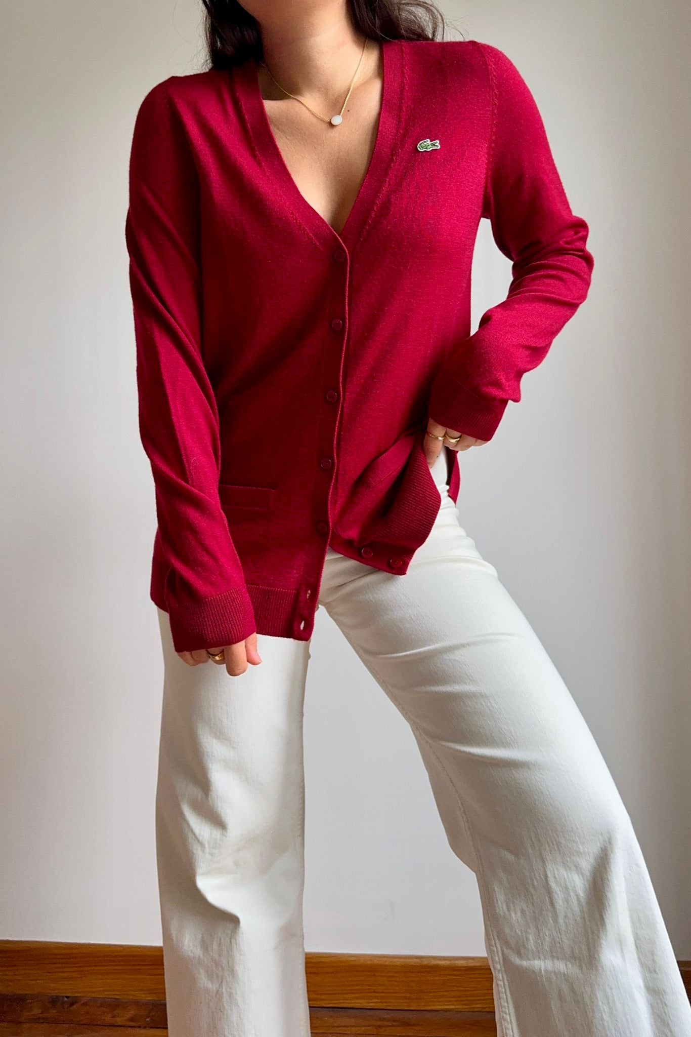 Gilet Lacoste en laine de merinos - S