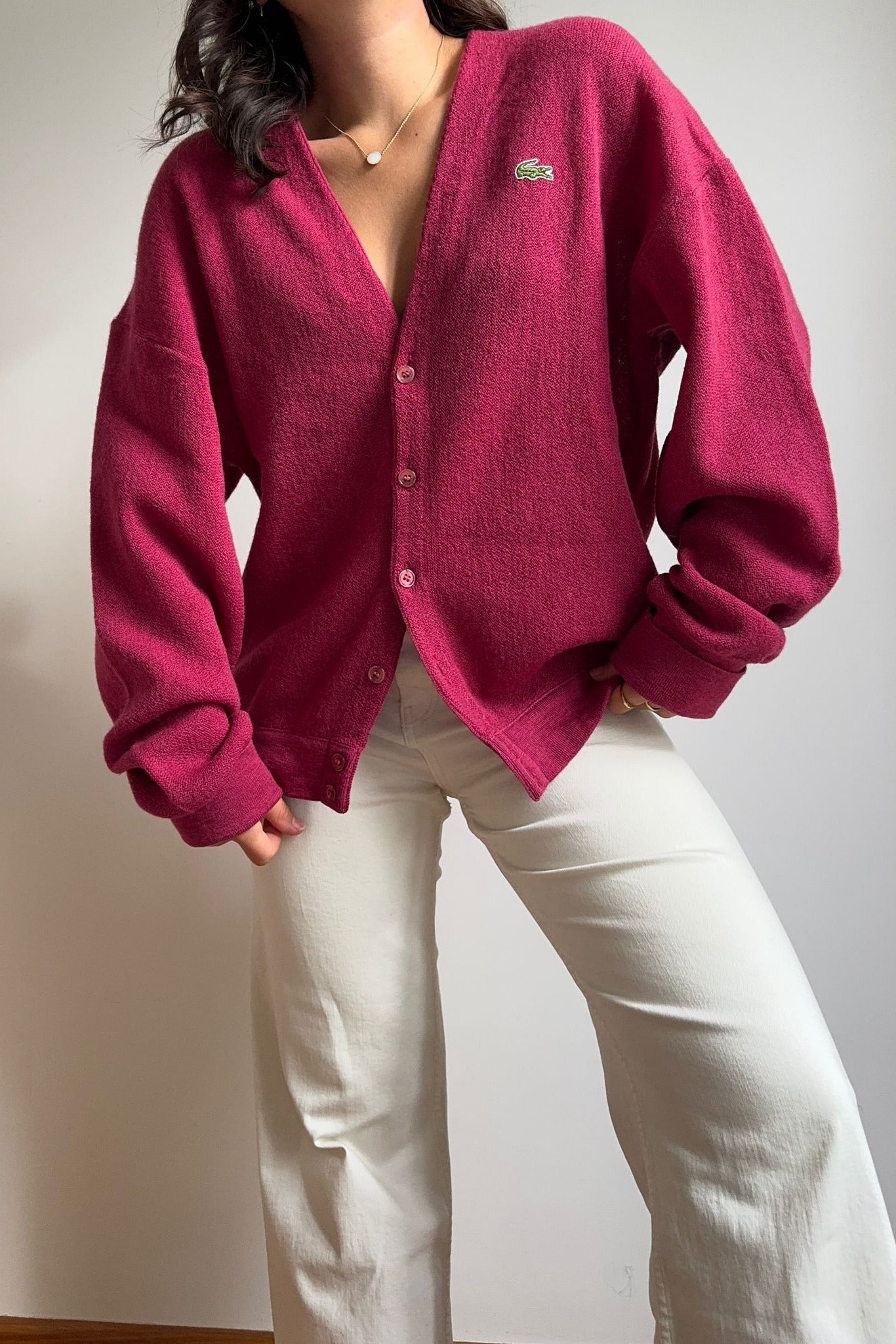 Gilet Lacoste en laine fabriqué en France des années 80 - L