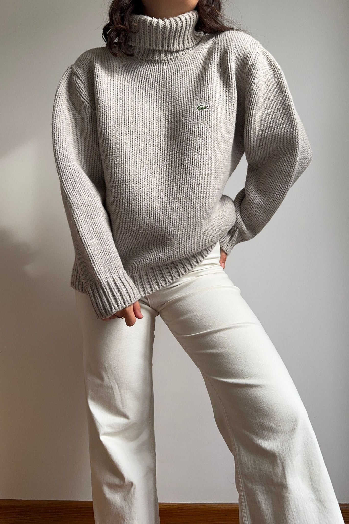 Pull col roulé Lacoste en grosse maille - L