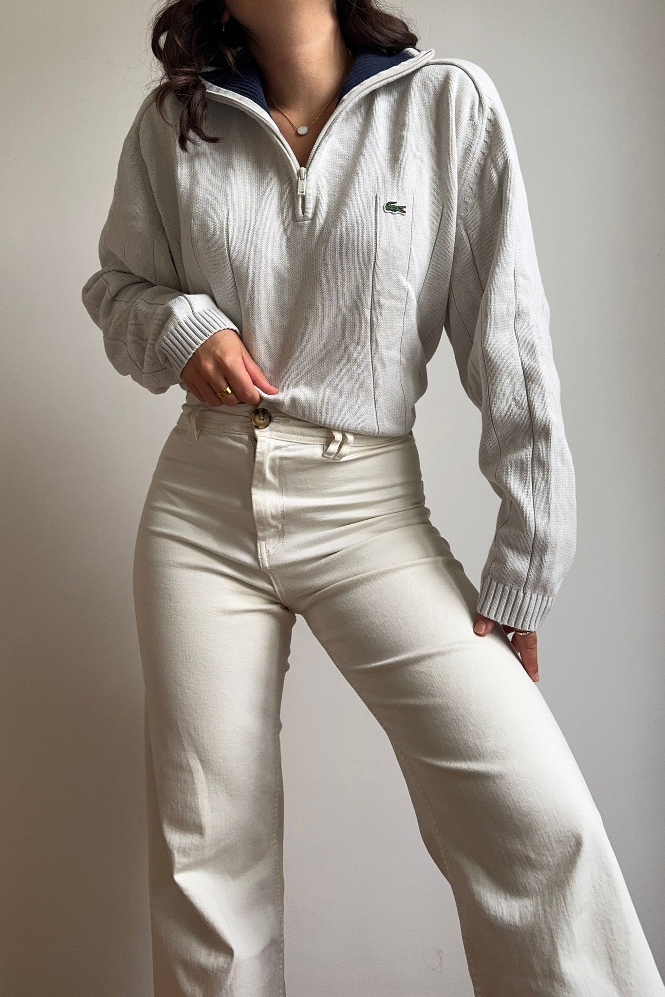 Pull half zip Lacoste en coton - M