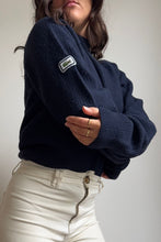 Charger l&#39;image dans la galerie, Pull col cheminé Lacoste en maille côtelée bleu marine - S
