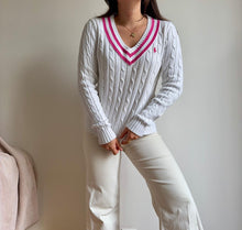 Upload image to gallery, Pull col V Ralph Lauren à la maille tressée - M
