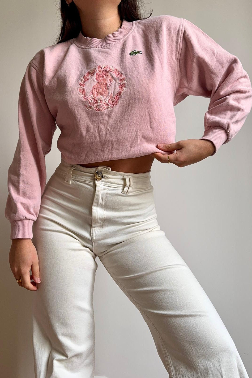 Pull Lacoste brodé fabriqué en France dans les années 80' - XS