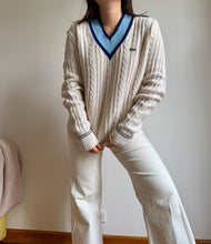 Upload image to gallery, Pull col V Lacoste à la maille tressée - S

