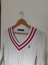 Upload image to gallery, Pull col V Ralph Lauren à la maille tressée - M
