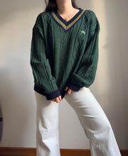Charger l'image dans la galerie, Pull col V Lacoste Sport à la maille tressée des années 90' - L
