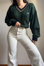 Charger l'image dans la galerie, Pull col V Lacoste Sport à la maille tressée des années 90' - L
