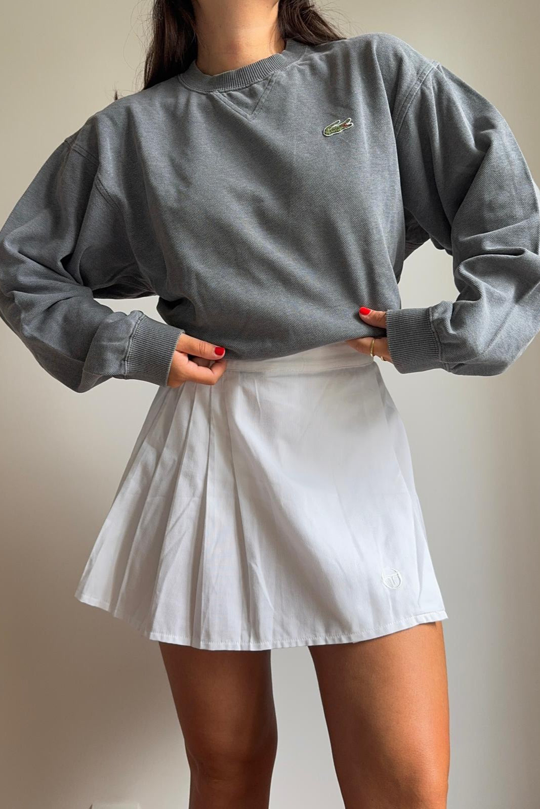 Pull Lacoste en coton piqué des années 80' made in France - M