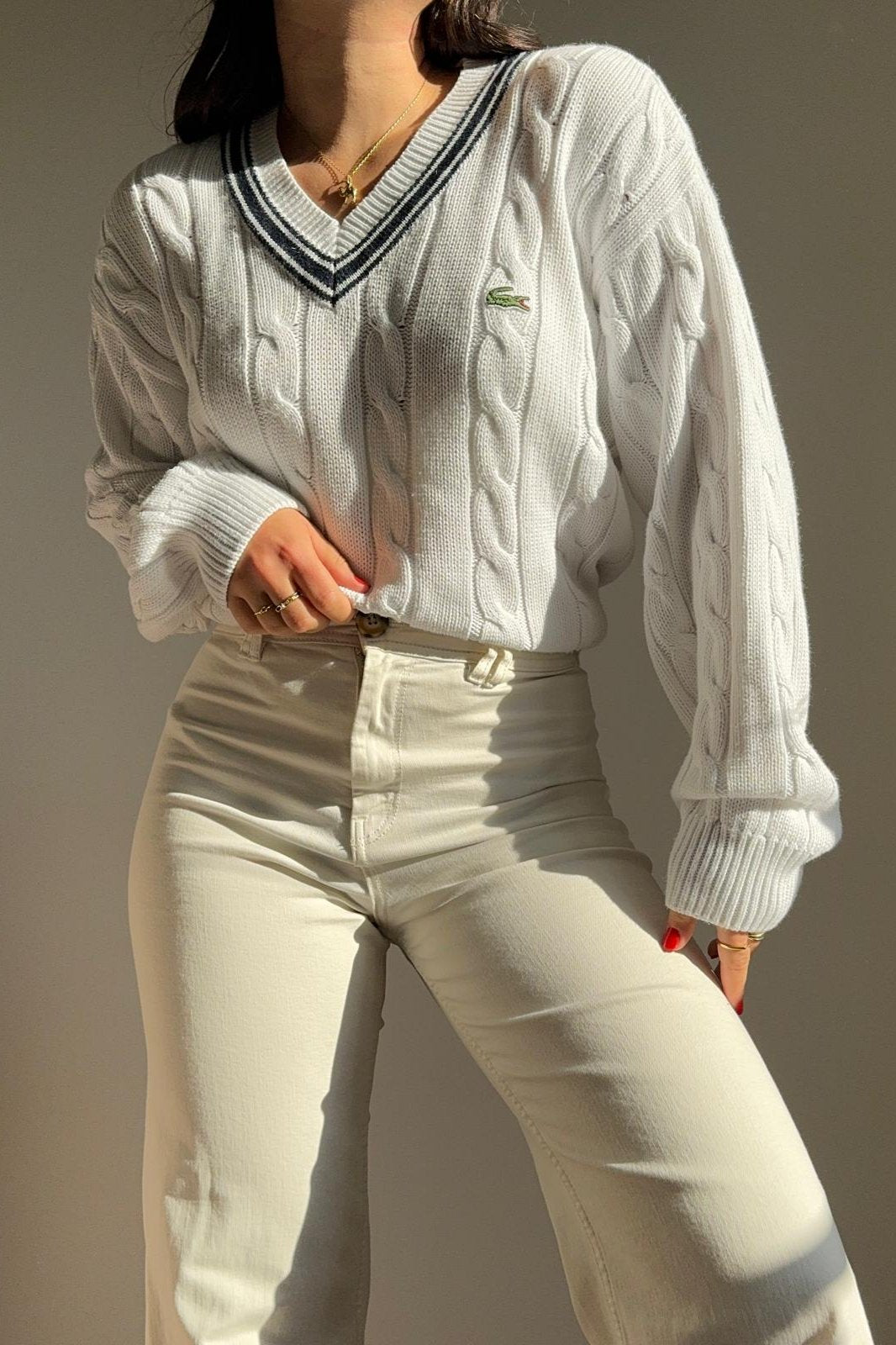 Pull Lacoste à la maille tressée - XL
