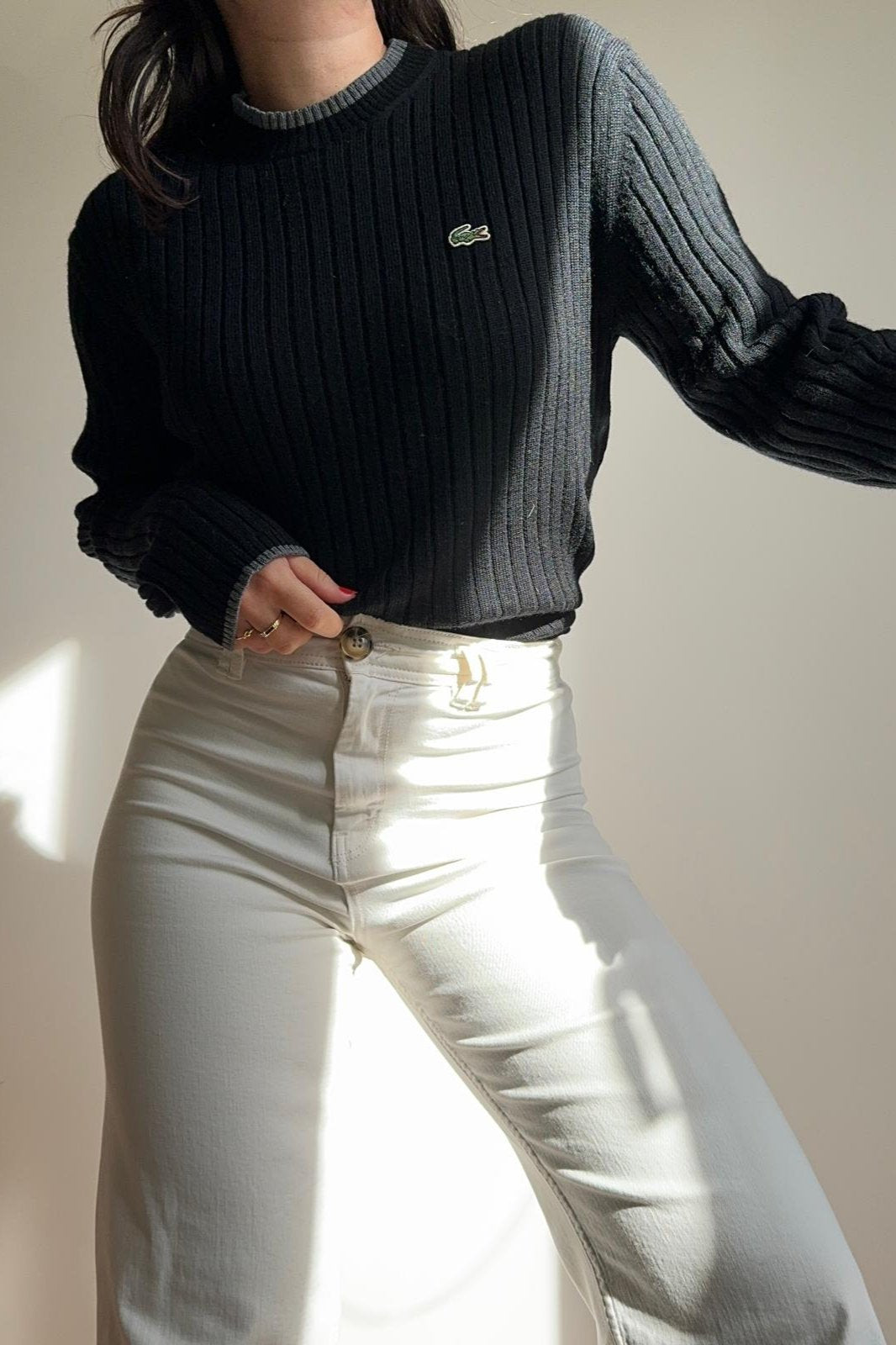 Pull Lacoste en grosse maille côtelée - M