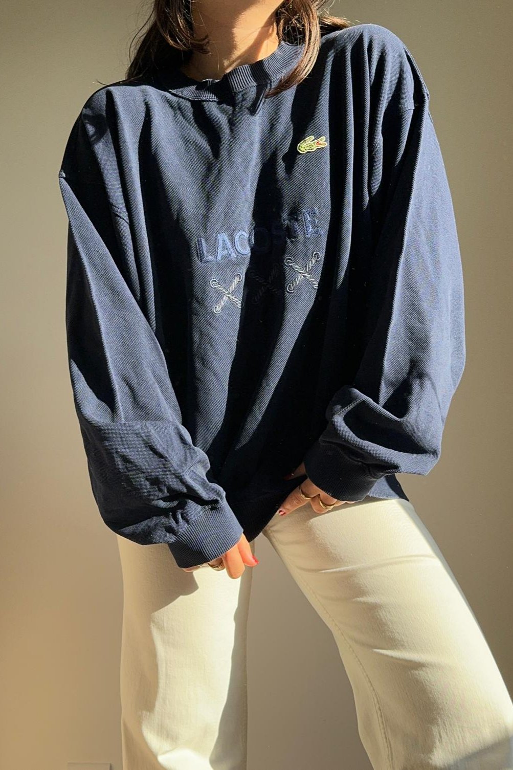Pull Lacoste brodé fabriqué en France des années 80' - M