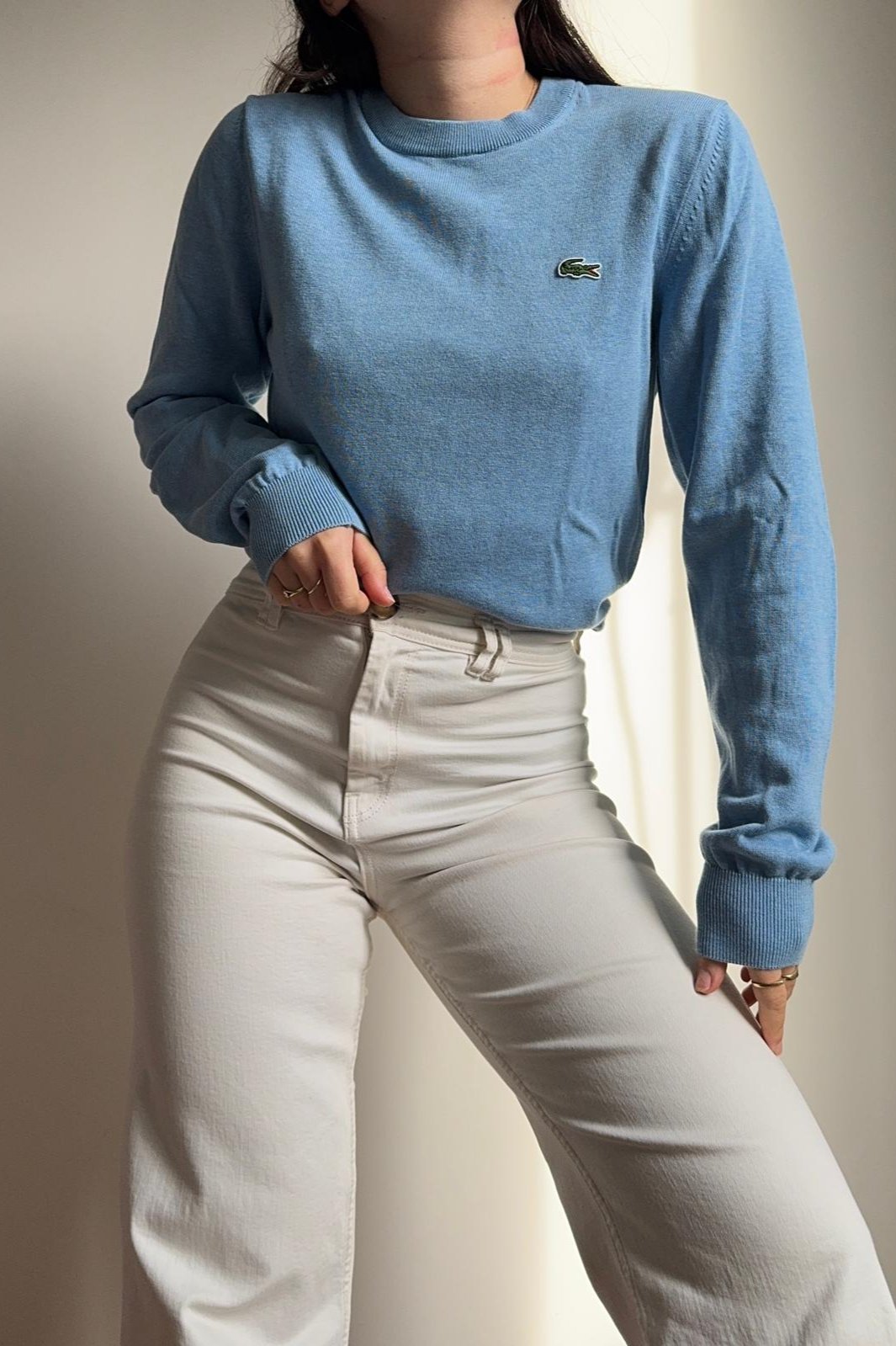 Pull Lacoste bleu ciel en coton - XS