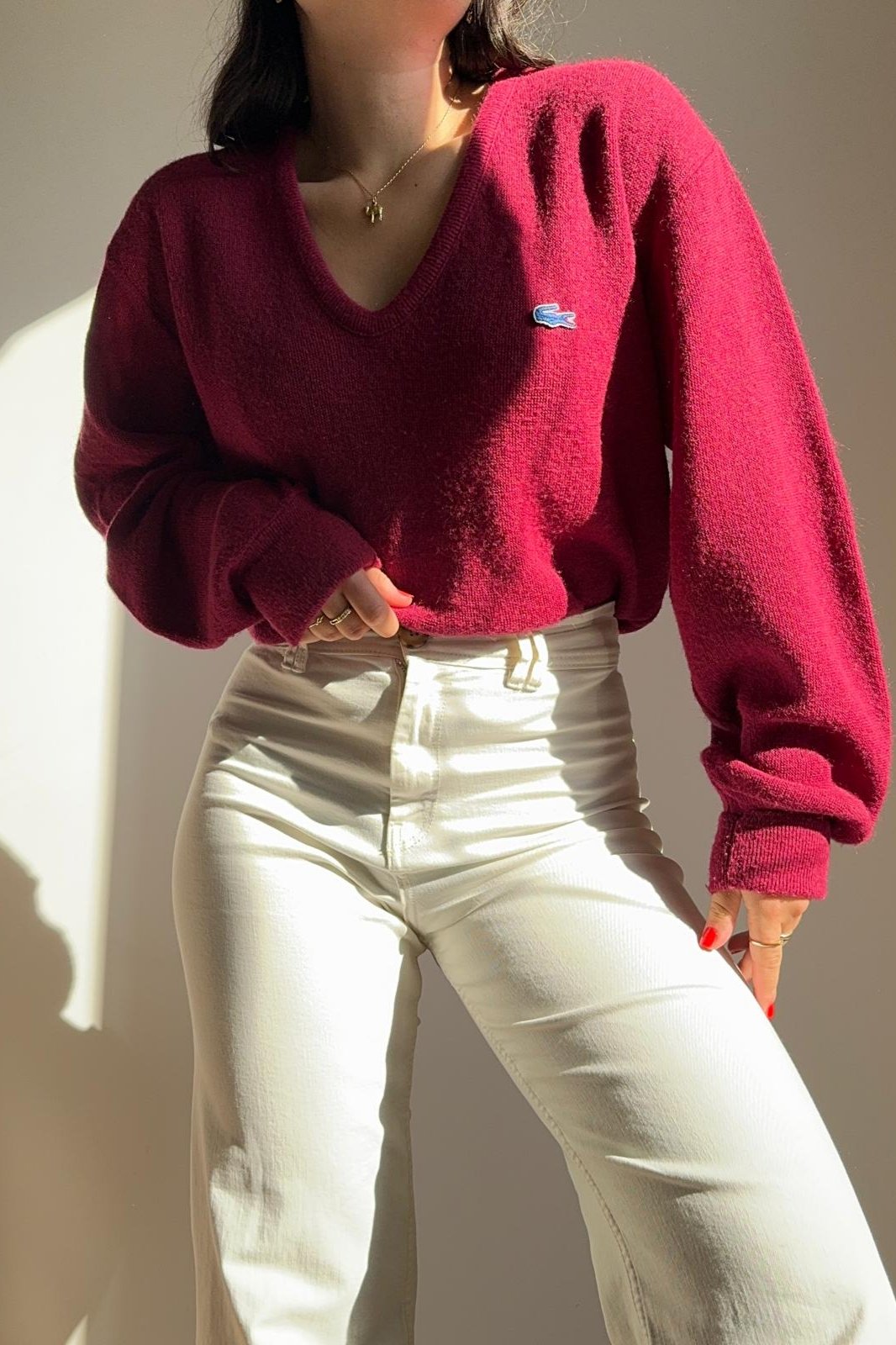 Pull col V Lacoste des années 70' - S