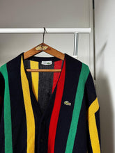 Charger l&#39;image dans la galerie, Gilet Lacoste à rayures multicolores des années 80 - L
