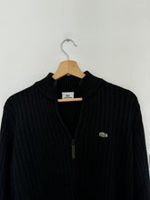 Charger l&#39;image dans la galerie, Pull half zip Lacoste en grosse maille côtelée noir - L
